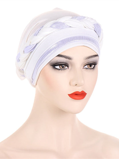 8 Colors Muslim Women Inner Caps Braided Bandanas Hijab Comfort Fashion Turban Hat Colorful Chemo Hats Head Wearing turbante for Women