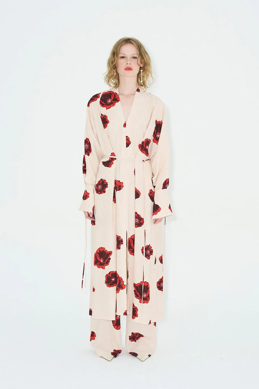 Sahara Print Kimono Dress - Coquelicot