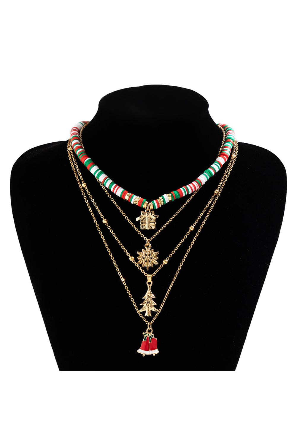 Golden Festive Pendant Necklace Set with Beaded Detail