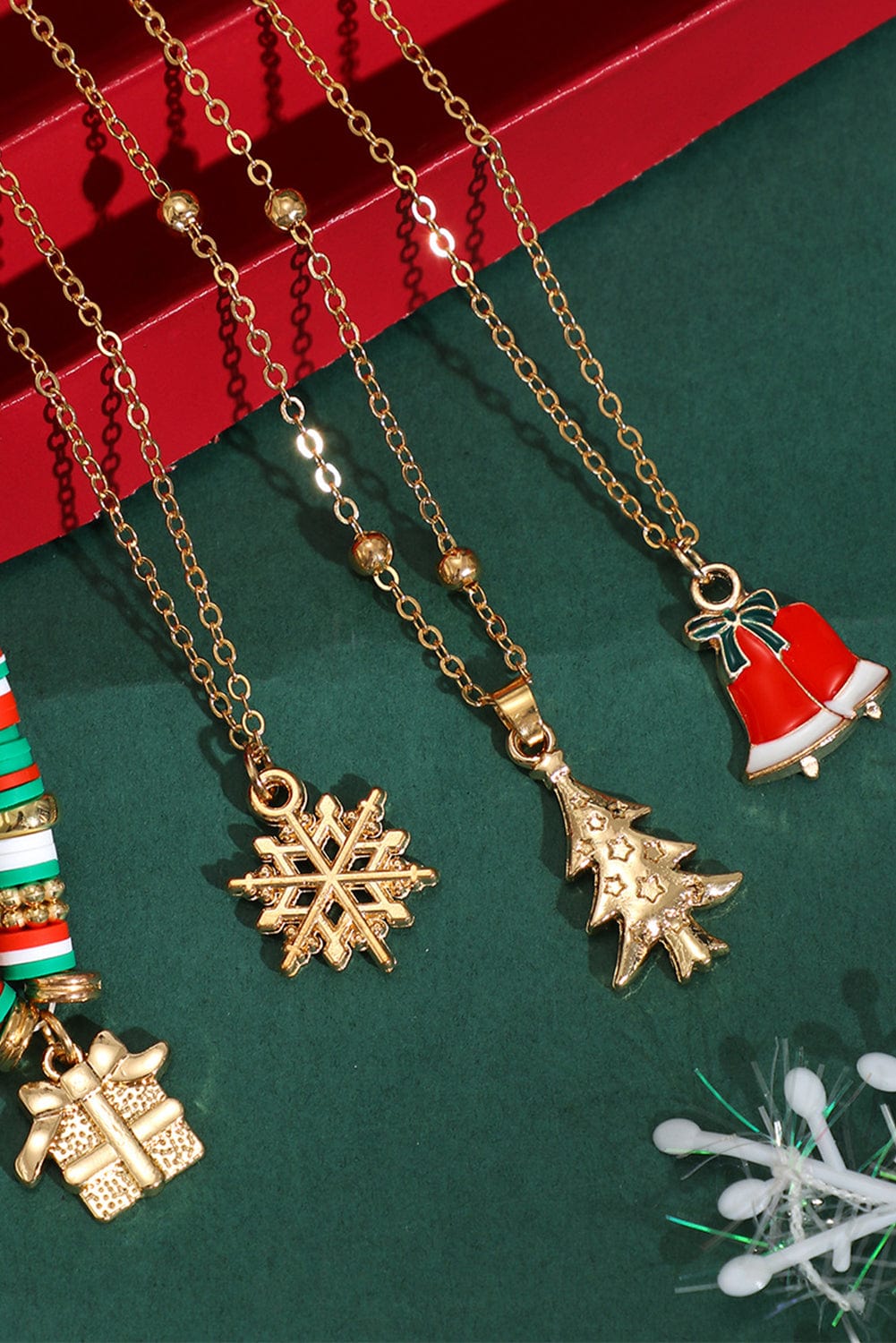 Golden Festive Pendant Necklace Set with Beaded Detail
