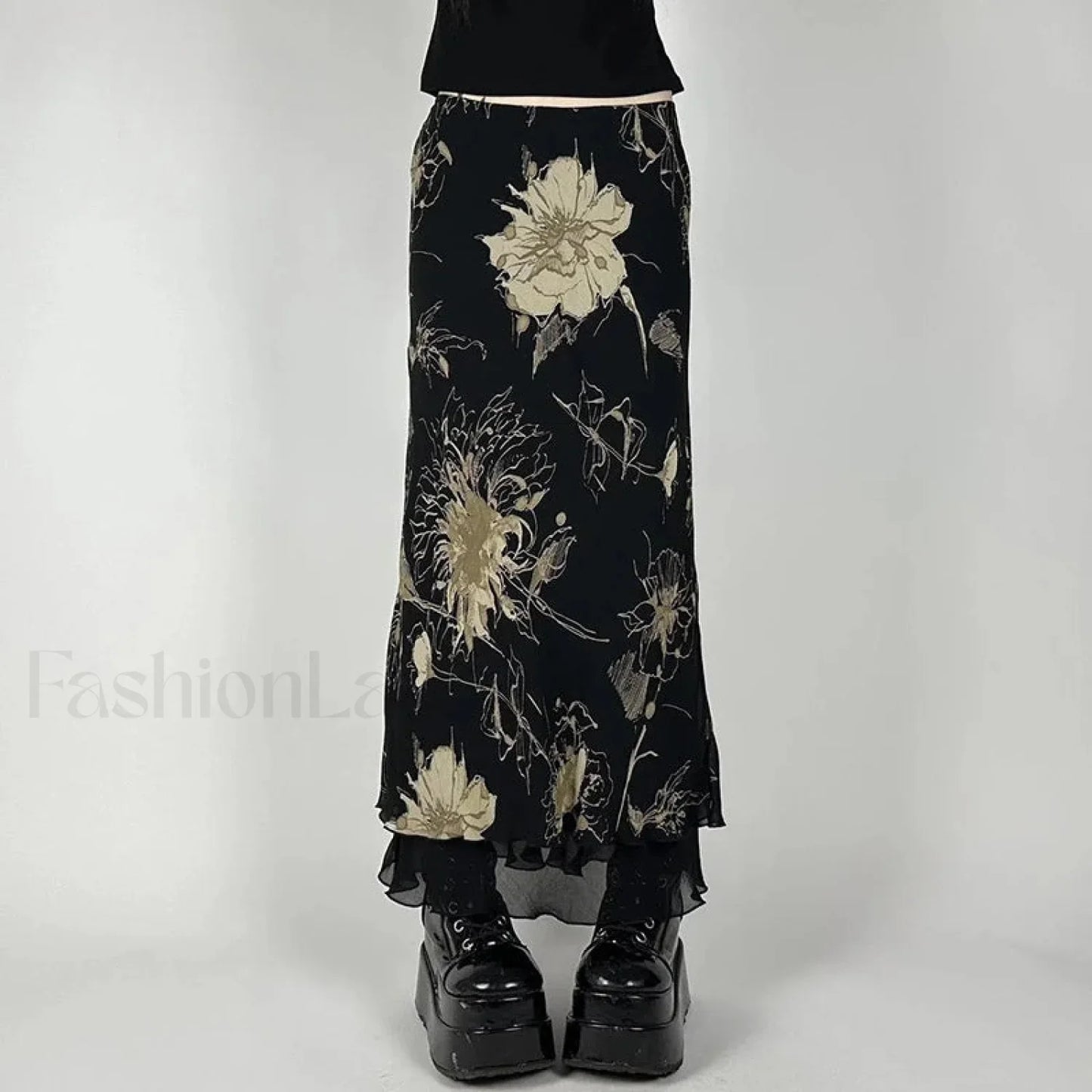 Goth Floral Double Layer Skirt