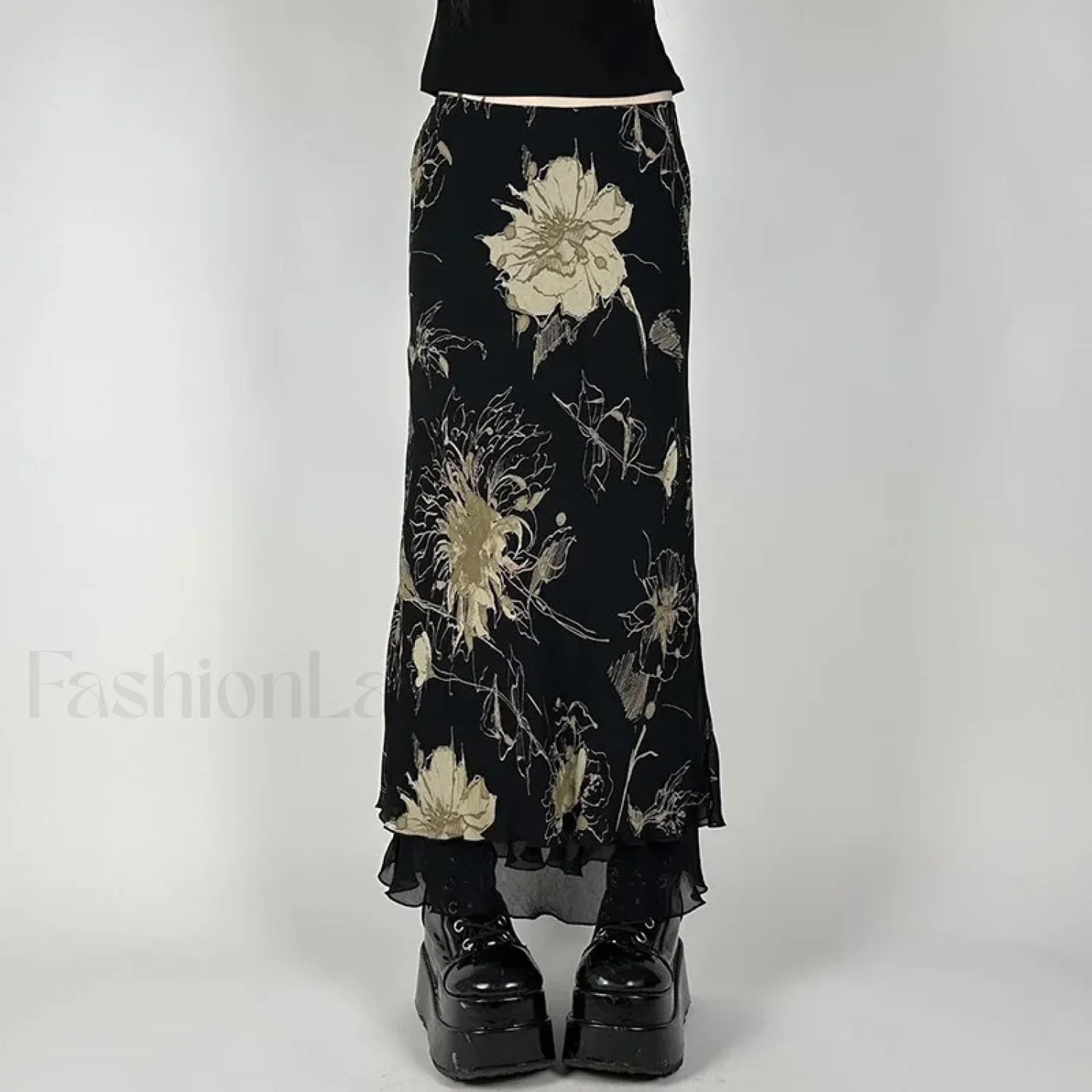 Goth Floral Double Layer Skirt