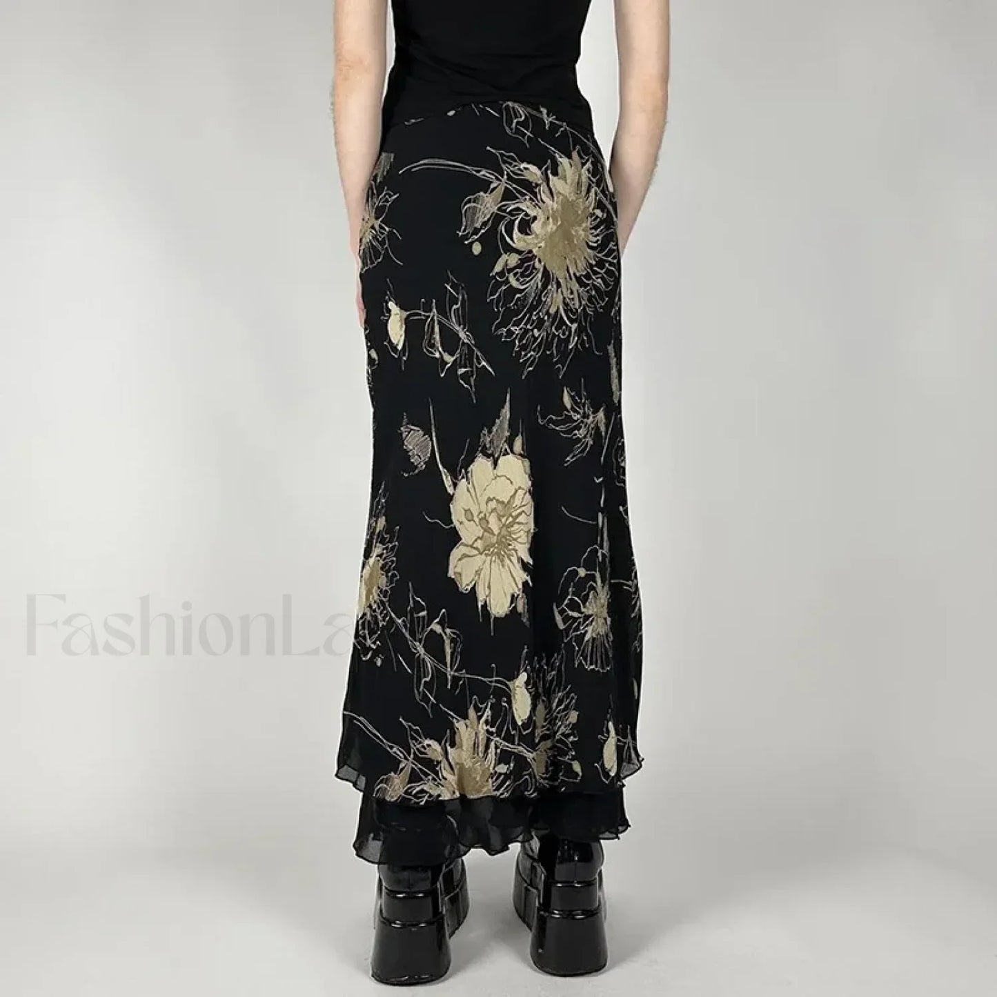 Goth Floral Double Layer Skirt