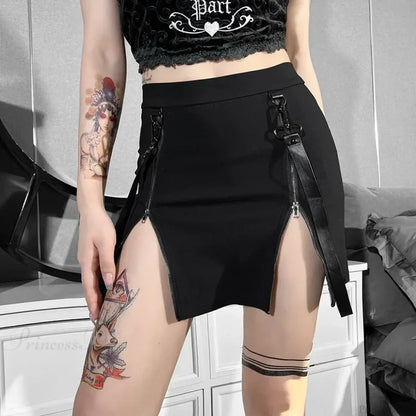 Gothic Bag Hip Split Vintage Skirt