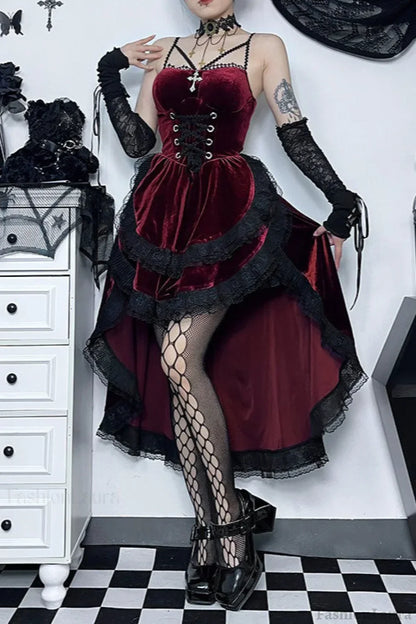 Gothic Lace-Up Waist Halloween Dress