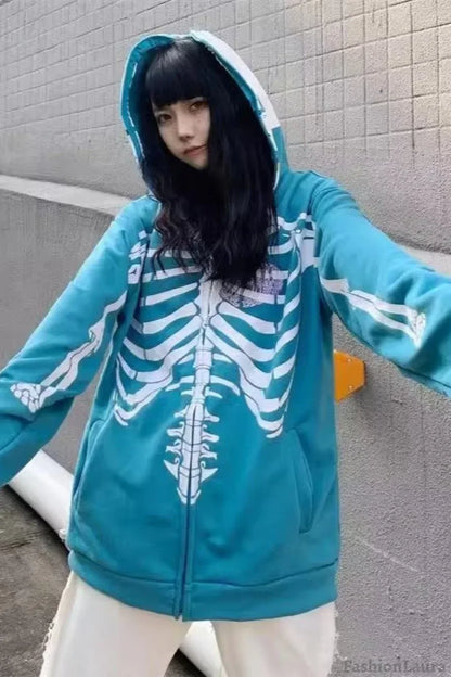Gothic Skeleton Zipper Hoodie