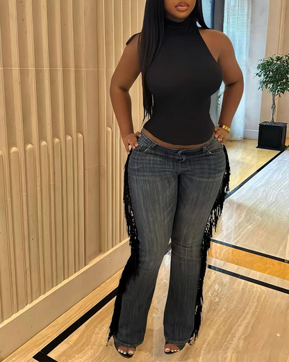 High-Waisted Straight-Leg Jeans