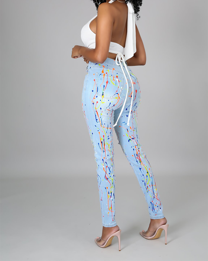 Colored Ripped Jeans