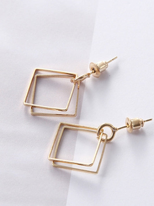 1 Pair Earrings For Girls' Imitation Diamond Alloy Earpendant Personality Matching Geometric Hollowed Out Square Earrings for Women