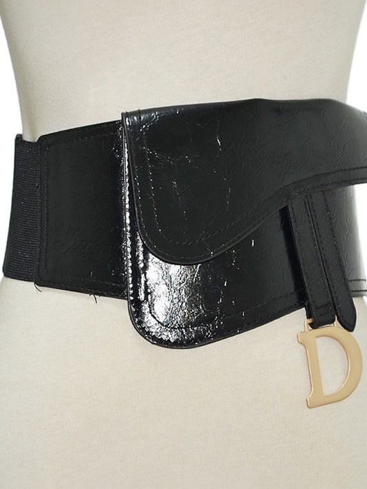 Corset Belt PU Leather Metal Bucke D-ring Vintage Retro Work Daily Black for Women