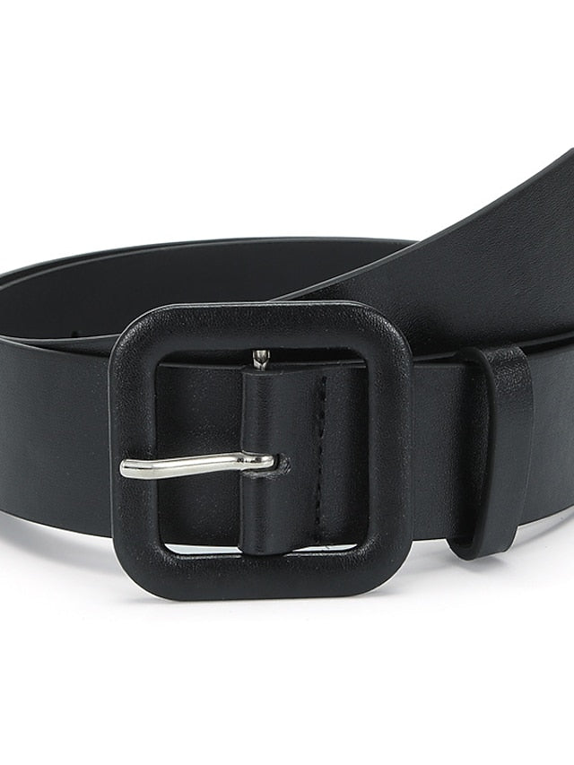 Unisex PU Buckle Belt PU Leather Prong Buckle Plain Classic Casual Party Work Violet Black Pink Brown for Women