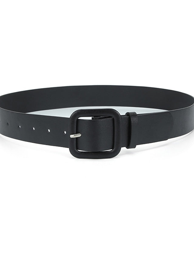 Unisex PU Buckle Belt PU Leather Prong Buckle Plain Classic Casual Party Work Violet Black Pink Brown for Women