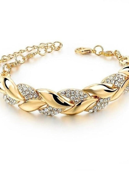 longrui cross-border jewelry 18k gold leaf bracelet european and american fashion wedding jewelry diamond bracelet for Women