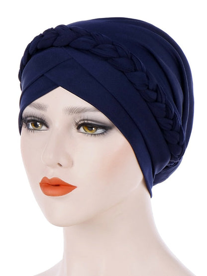 Muslim Women Inner Caps Braid Hijab Cap Comfort Fashion Turban Hat Colorful Cross Shape Chemo Hats Head Wearing Turbante for Women
