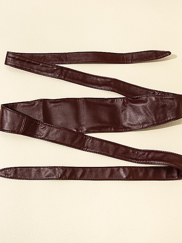 Belt PU Black Red Khaki Coffee Wide Belt Daily Date Pure Color for Women