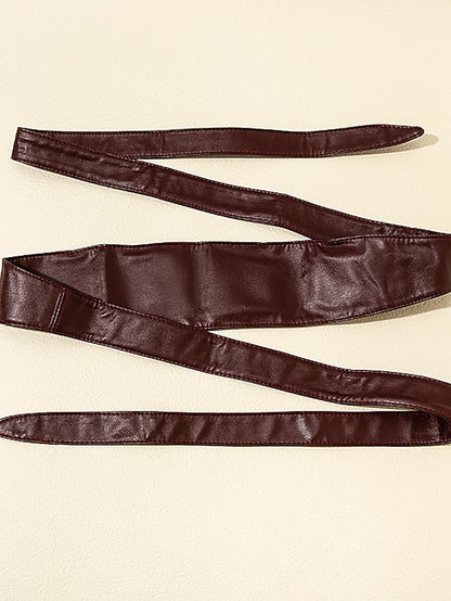Belt PU Black Red Khaki Coffee Wide Belt Daily Date Pure Color for Women