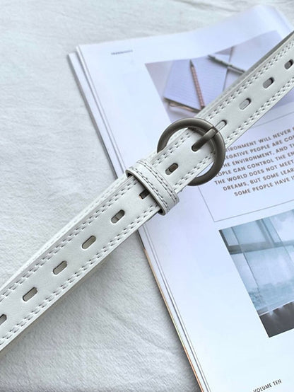 Unisex PU Buckle Belt PU Leather Prong Buckle Plain Casual Classic Party Daily White Black Brown for Women