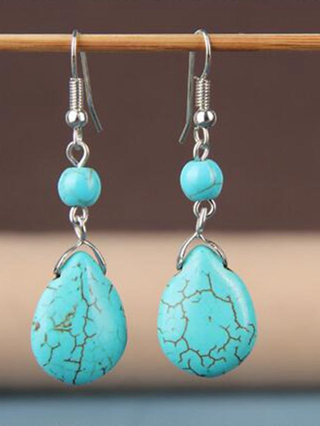 1 Pair Drop Earrings For Turquoise Street Daily Alloy Pear Cut Fashion for Women