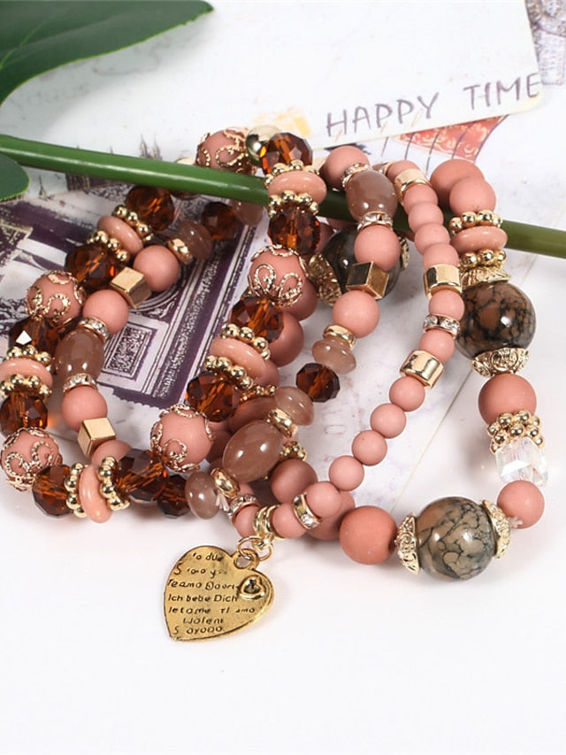 Bracelets Ethnic Style Party Heart Bracelets & Bangles / Imitation Pearl / Black / Red / Fall / Winter for Women