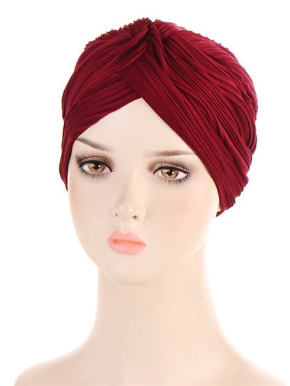 Indian Twist Knot Women Muslim Fold Hijab Turban Inner Caps Hair Care Hat Bonnet Headwear Wrap Head Scarf Femme Cover Beanies for Women