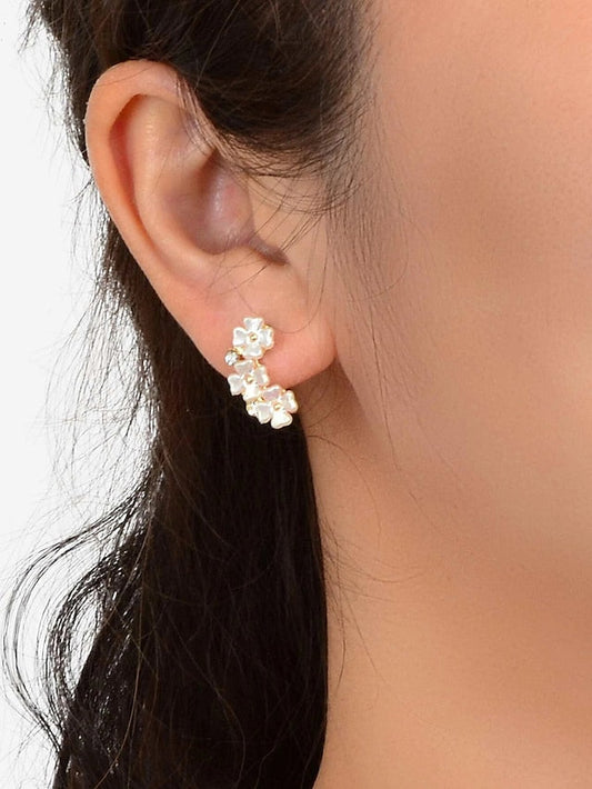 1 Pair Stud Earrings For Party Evening Street Gift Alloy Classic Petal for Women