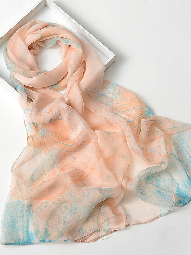 Flower Summer Women Thin Style Scarf Bandana Soft Bandana Female Elegant Shawl Hijab Hairscarves Beach Scarf for Women