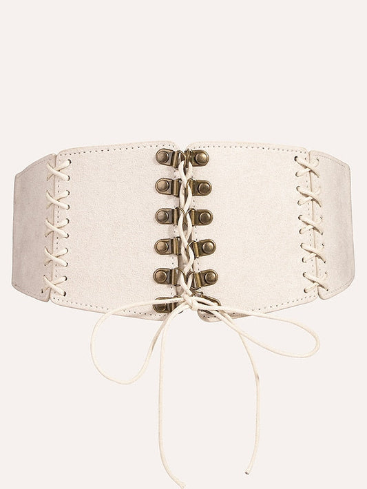 Corset Belt PU Leather Steel Buckle Bow Decor Rivet Decor Vintage Retro Work Daily Black White Wine Brown for Women
