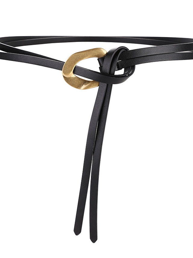 Skinny Belt Party Street Dailywear Daily Coffee Black Belt Pure Color White Fall Winter Spring Summer for Women