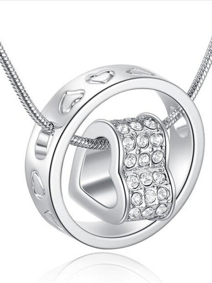 1PC Pendant Necklace For Cubic Zirconia White Wedding Daily Alloy Classic Heart for Women