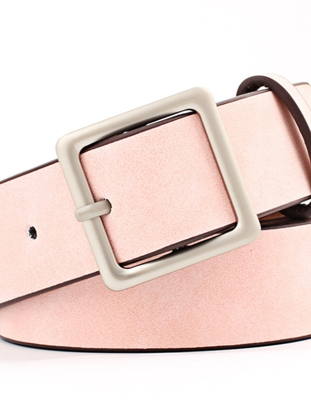 Unisex PU Buckle Belt PU Leather Prong Buckle Plain Casual Classic Party Daily White Black Pink Red for Women