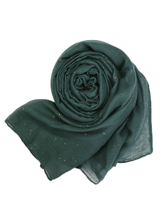 1pc Plain Glitter Scarf Hijabs Balinese Cotton Islam Women Muslim Wrap Shawl Casual Long thin Head Scarf Arab Ethnic Headwear for Women
