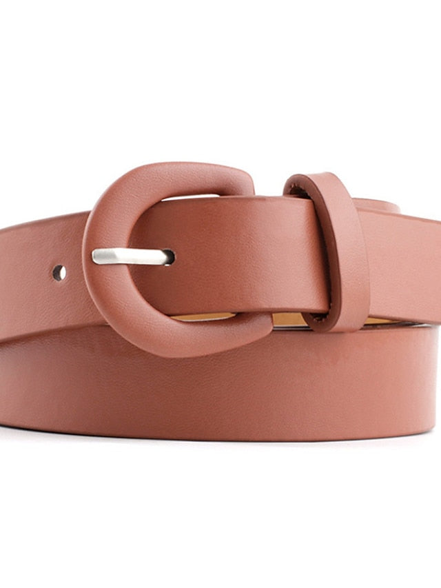Unisex PU Buckle Belt PU Leather Prong Buckle D-ring Casual Classic Party Daily Black Pink Red Brown for Women