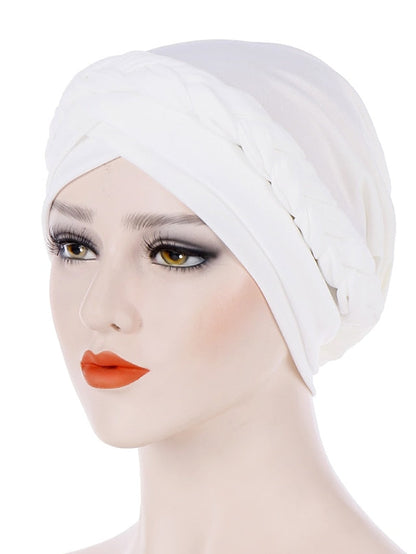Muslim Women Inner Caps Braid Hijab Cap Comfort Fashion Turban Hat Colorful Cross Shape Chemo Hats Head Wearing Turbante for Women