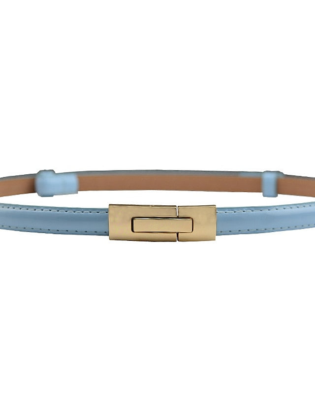 Skinny Belt Party Street Dailywear Holiday Gold Silver Belt Pure Color Blue Fall Winter Spring Summer for Women