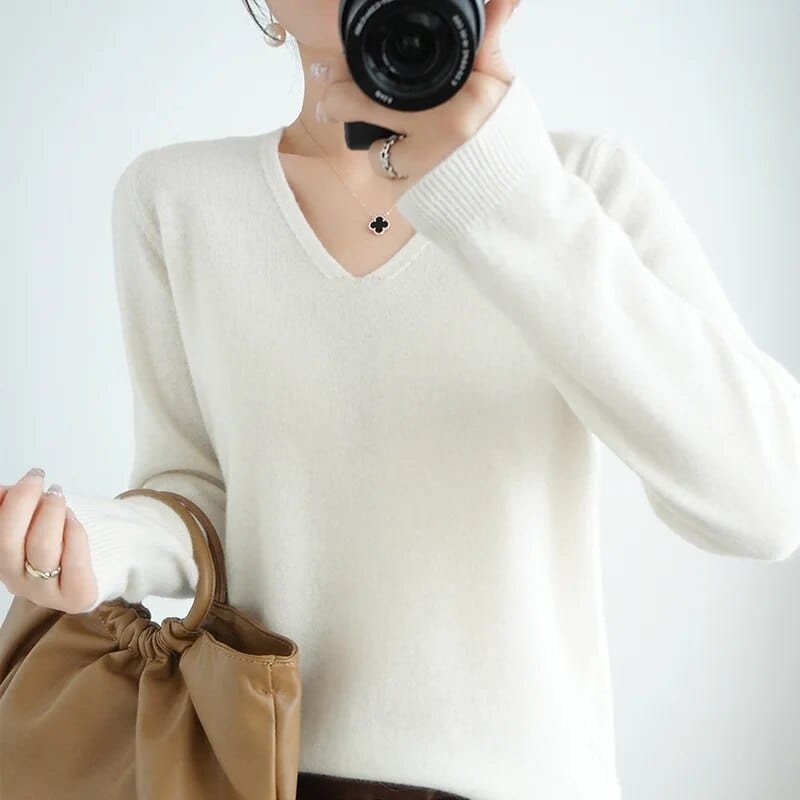 Pandora - Suéter de cuello en V - Casual - Estilo atemporal - Ideal para el invierno