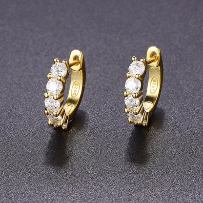 3MM Moissanite Sterling Silver Hinge Huggie Earrings