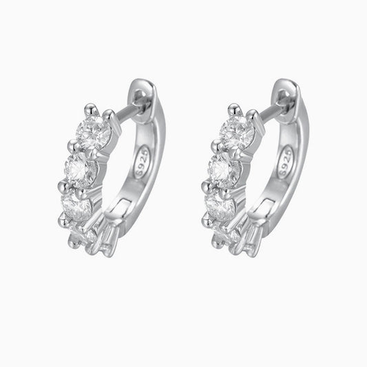3MM Moissanite Sterling Silver Hinge Huggie Earrings