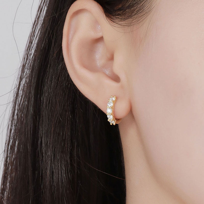 3MM Moissanite Sterling Silver Hinge Huggie Earrings