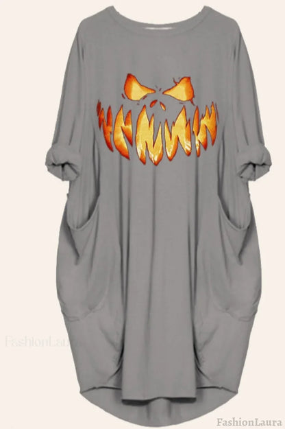 Halloween Casual Pumpkin Print Dress