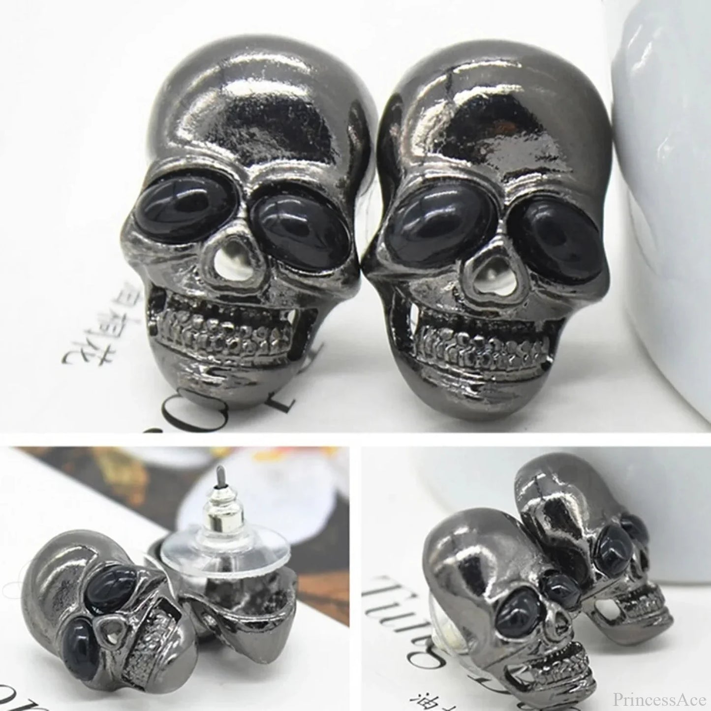 Halloween Dark Spider Amulet Stud Earring