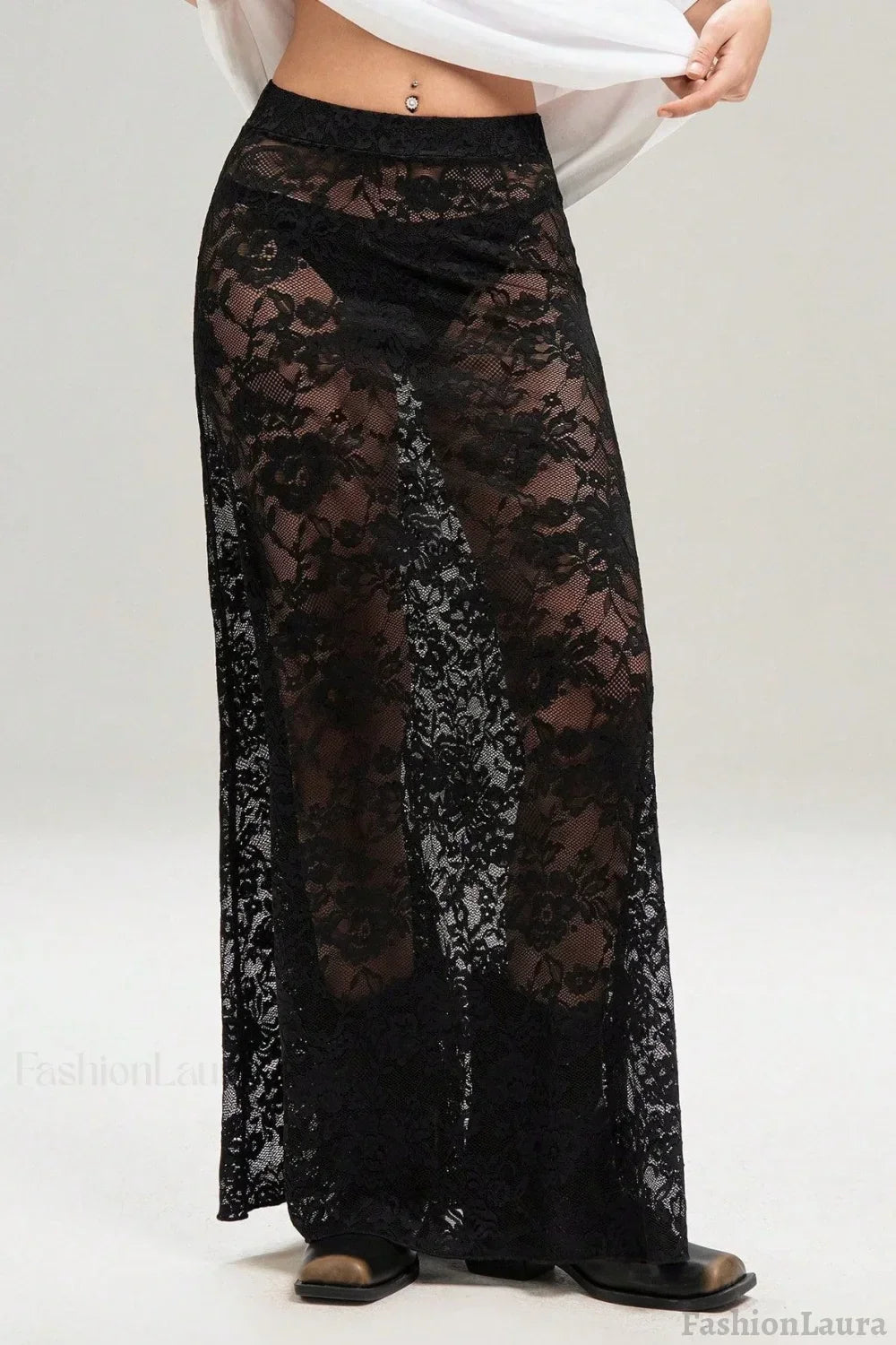Halloween Sexy Sheer Lace Bodycon Maxi Skirt