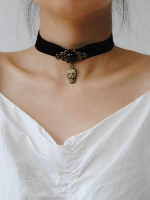 Halloween Skull Charm Choker for Women