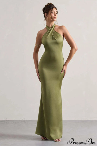 Halter Neck Sheath Formal Party Dress