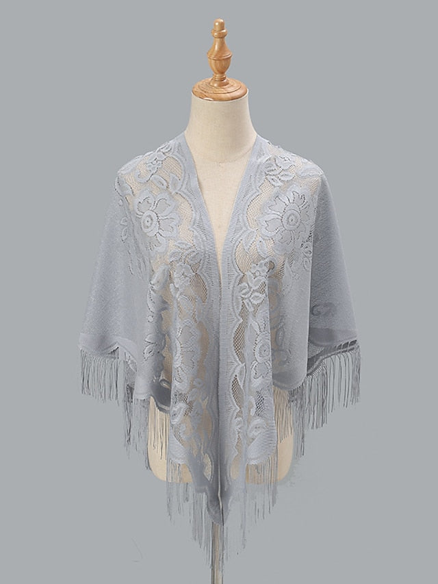 1 PC Solid Color New Spring Summer Breathable Loose Hollow Shawl Women Fashion Tassel Scarf Beach for Travel Vacation for Women