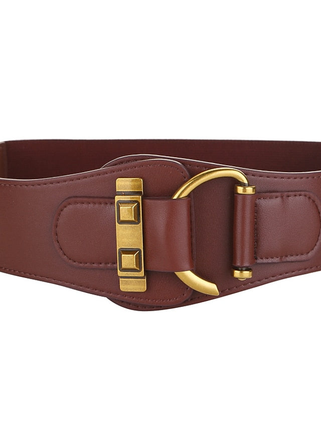 Wide Belt Party Wedding Street Daily Black Brown Belt Solid Color Fall Winter Spring Summer Club for Women