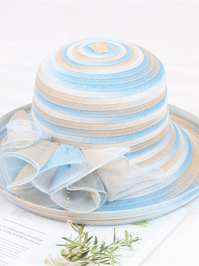 Hat Bucket Hat Sun Hat Blue Pink Wine Party Outdoor Dailywear Floral Floral Stripe Portable Windproof Comfort for Women