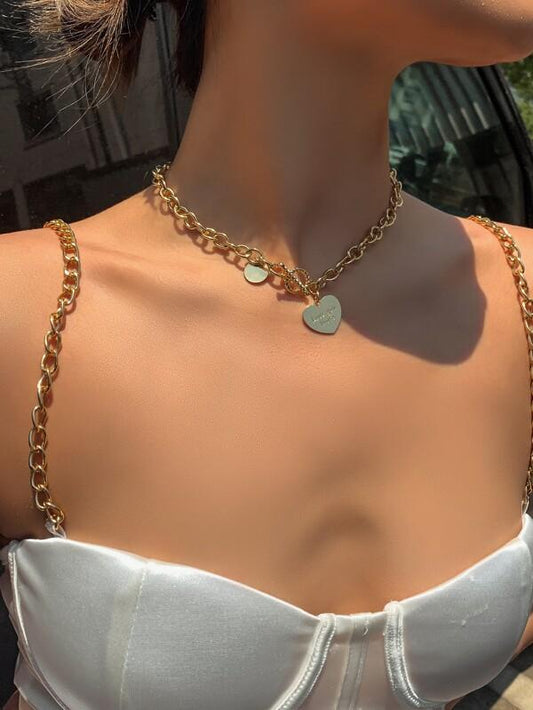 Heart Charm Chain Necklace for Women