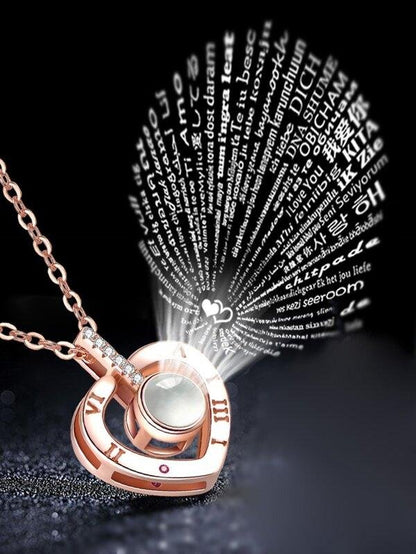 Heart Pendant Projection Necklace for Women