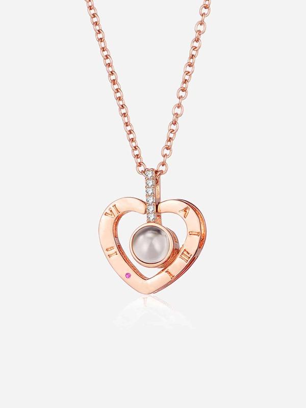 Heart Pendant Projection Necklace for Women