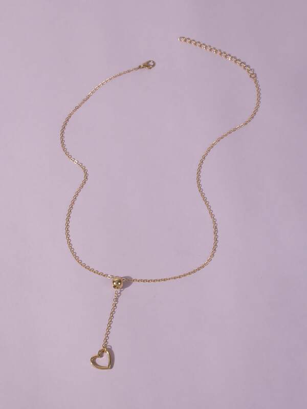 Heart Pendant Y-lariat Necklace for Women